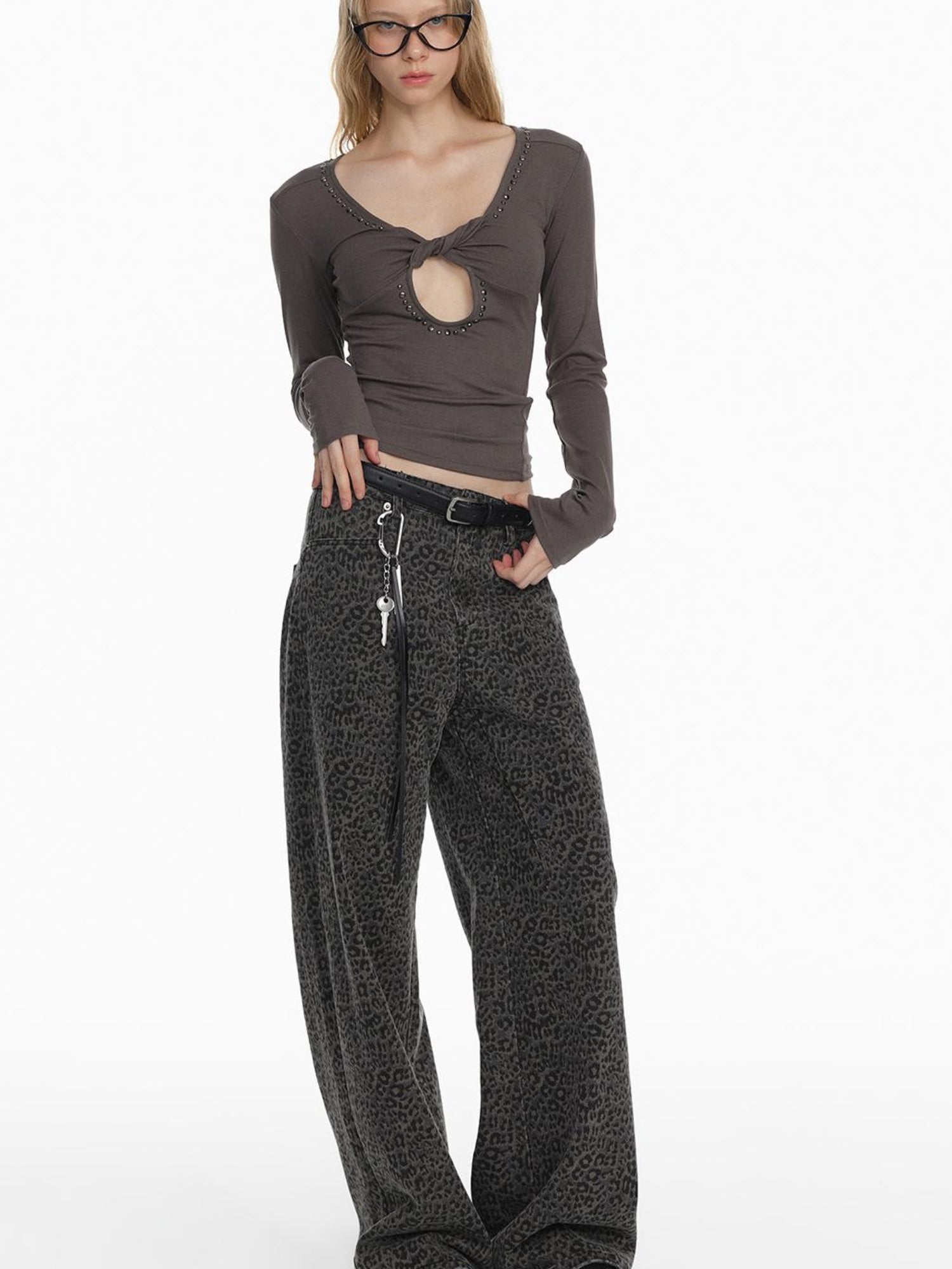 STRIKE A POSE 2025 Spring Summer Flared Jeans Women Casual Leopard Print Pants