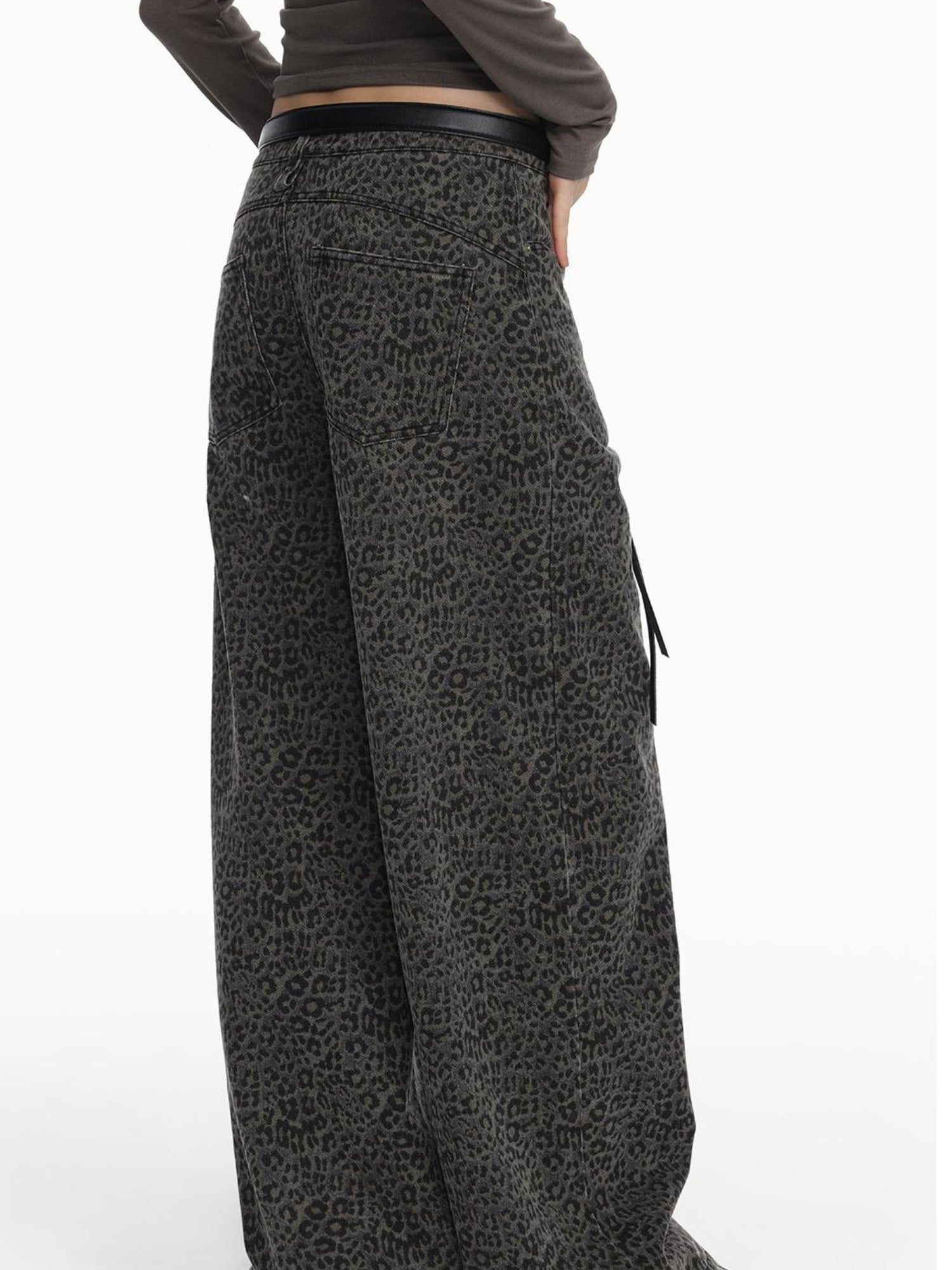 STRIKE A POSE 2025 Spring Summer Flared Jeans Women Casual Leopard Print Pants