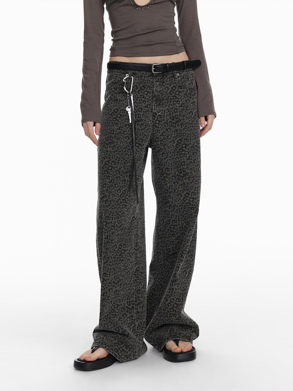 STRIKE A POSE 2025 Spring Summer Flared Jeans Women Casual Leopard Print Pants
