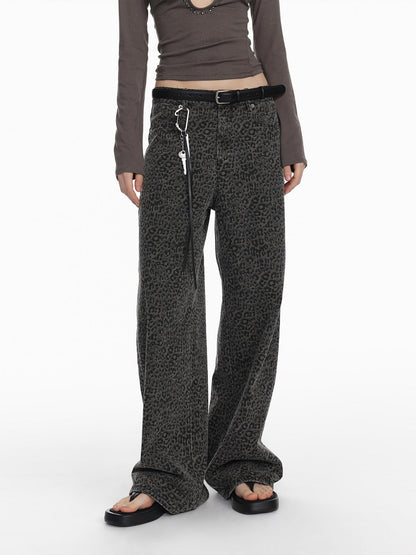 STRIKE A POSE 2025 Spring Summer Flared Jeans Women Casual Leopard Print Pants