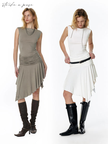 2025 Summer Cool Asymmetrical Ruffle Midi Dress