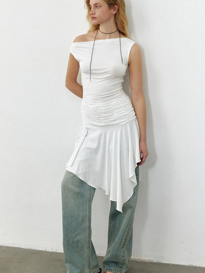 2025 Summer Cool Asymmetrical Ruffle Midi Dress