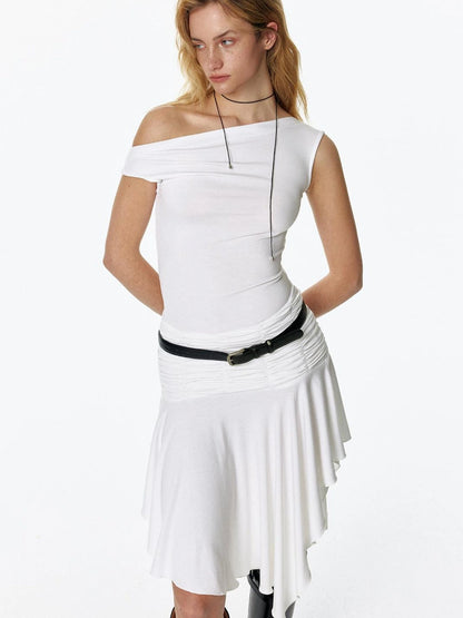 2025 Summer Cool Asymmetrical Ruffle Midi Dress