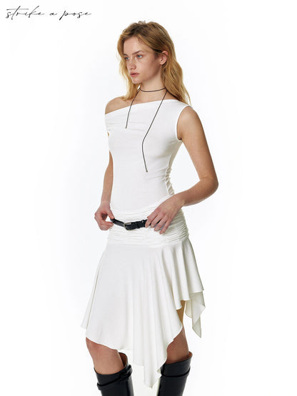 2025 Summer Cool Asymmetrical Ruffle Midi Dress