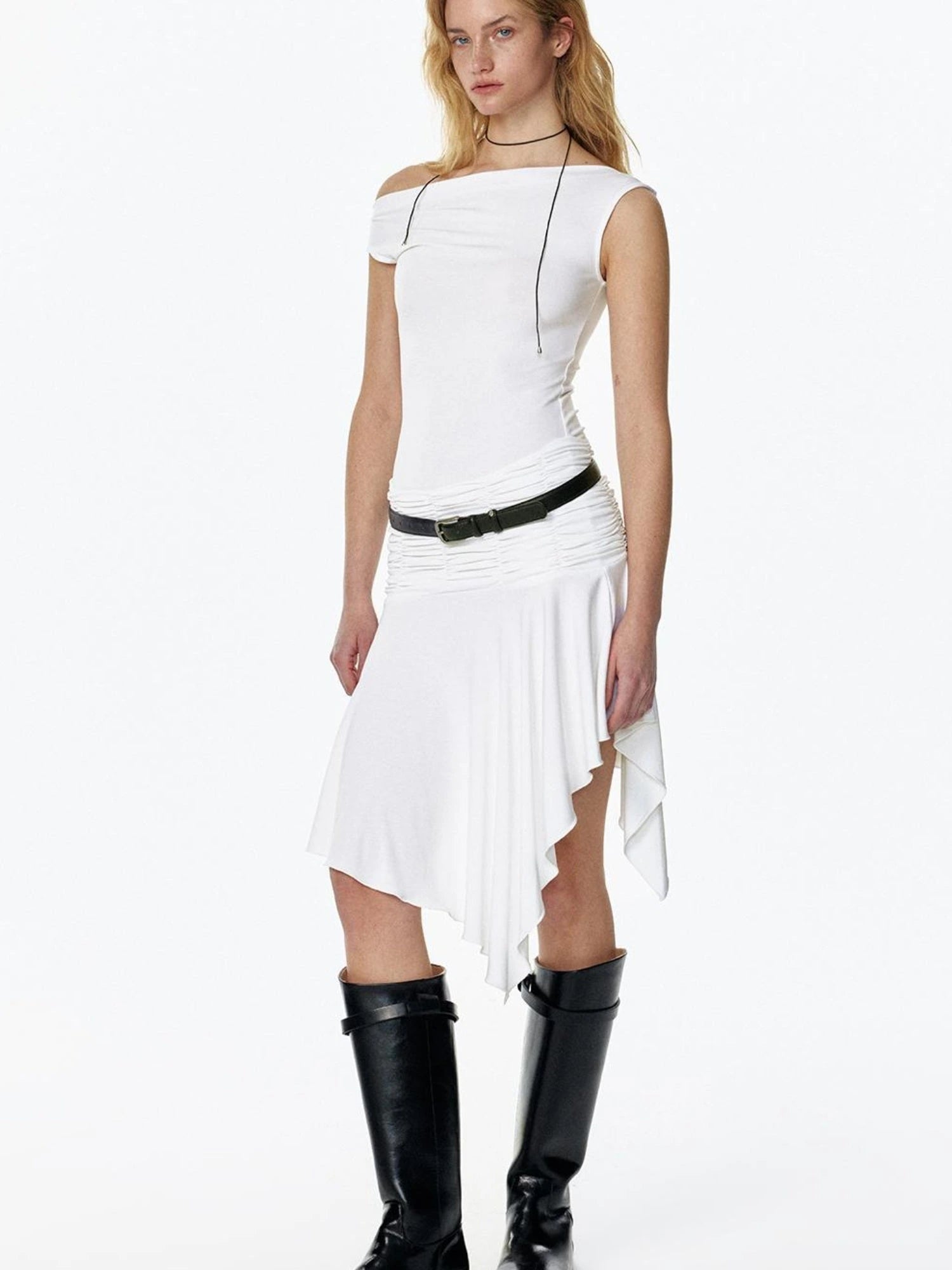 2025 Summer Cool Asymmetrical Ruffle Midi Dress