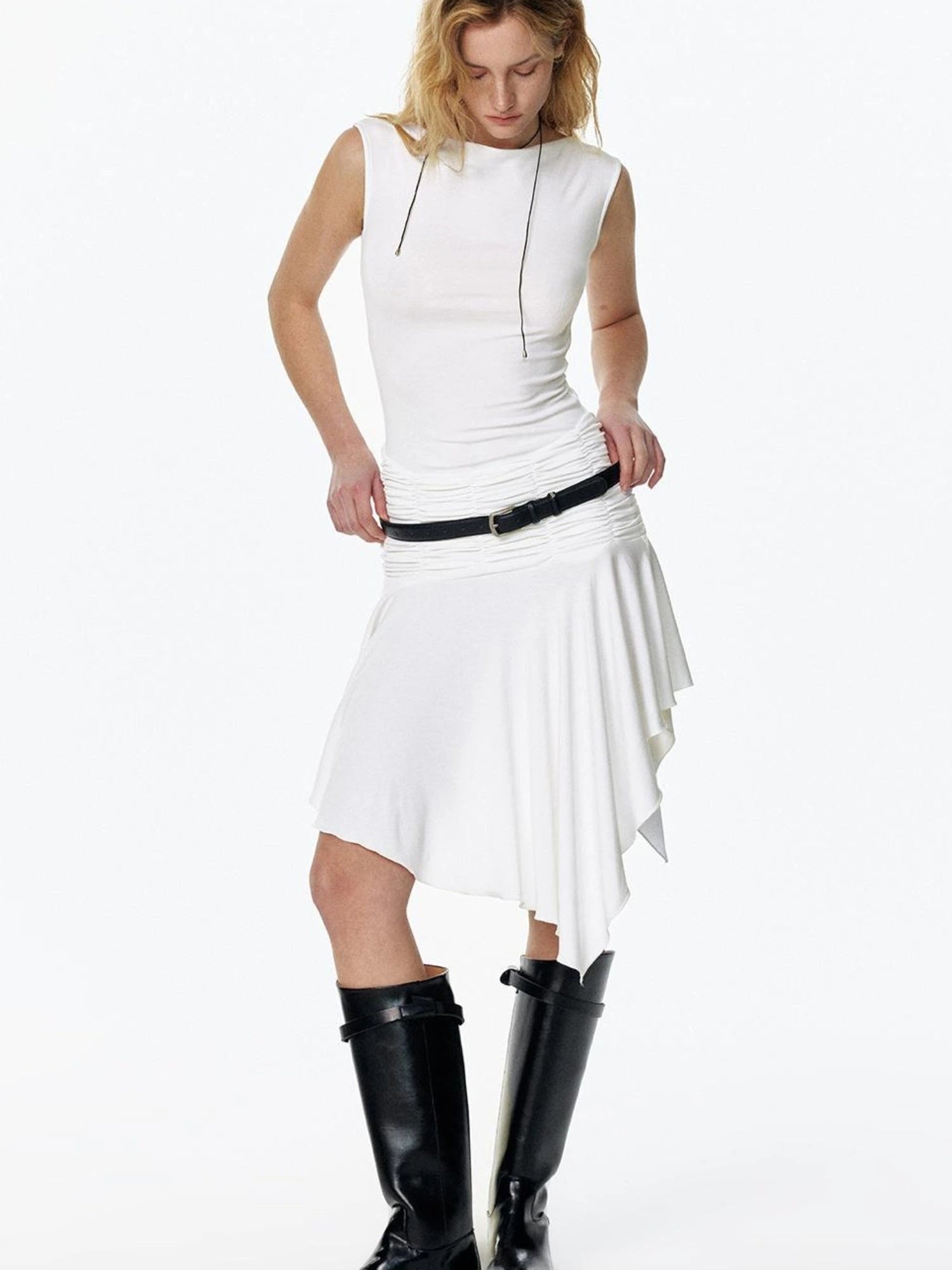 2025 Summer Cool Asymmetrical Ruffle Midi Dress