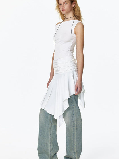 2025 Summer Cool Asymmetrical Ruffle Midi Dress