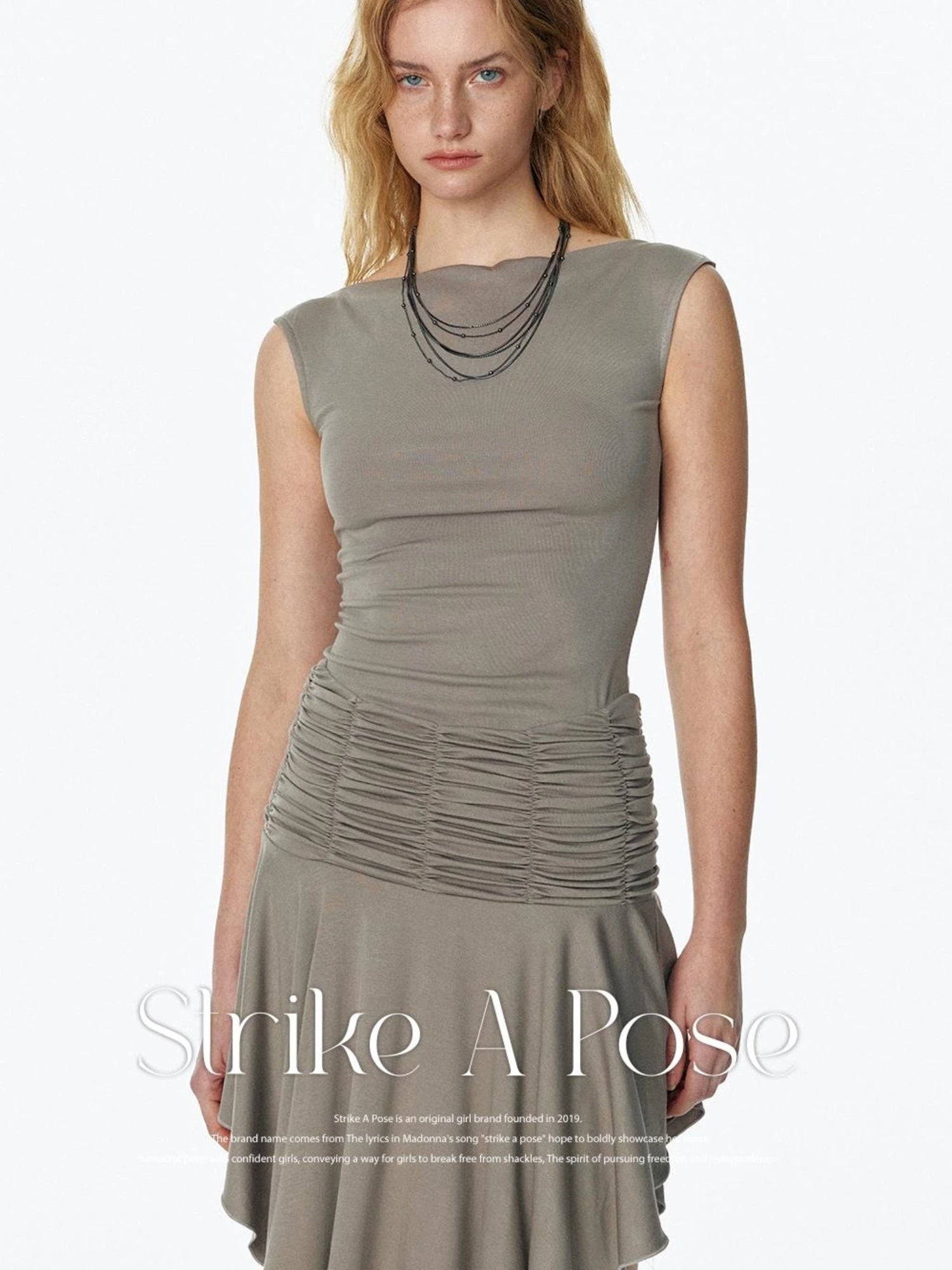 2025 Summer Cool Asymmetrical Ruffle Midi Dress