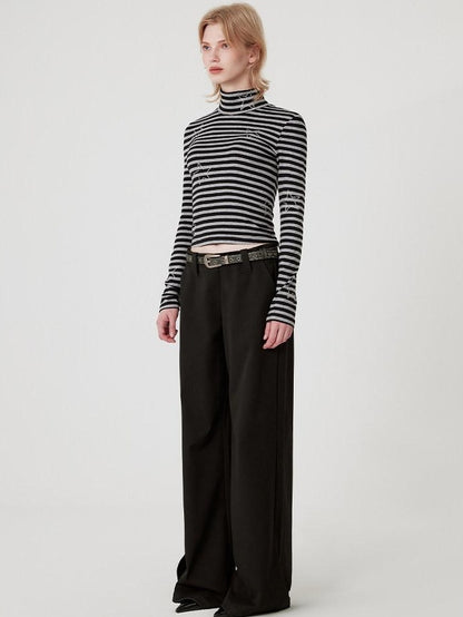 RUN TO THE FUTURE Original Pocketed Low Rise Zip Fly Stretch Black Women Straight Pants