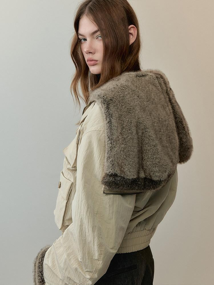 AnnoMundi Eco Friendly Oversized Utility Sailor Collar Women Zipper Khaki Casual Jackets