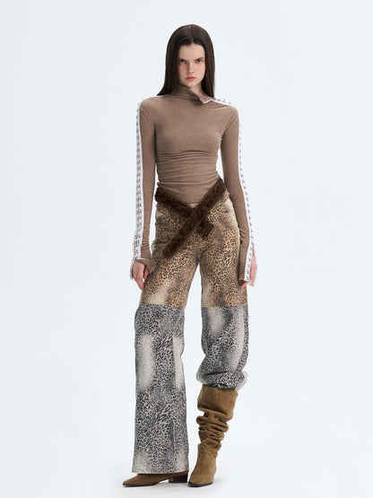 The NeverMore Brushed Viscose Spandex Sexy Slim Half Open Collar Long Sleeve Crop Tops