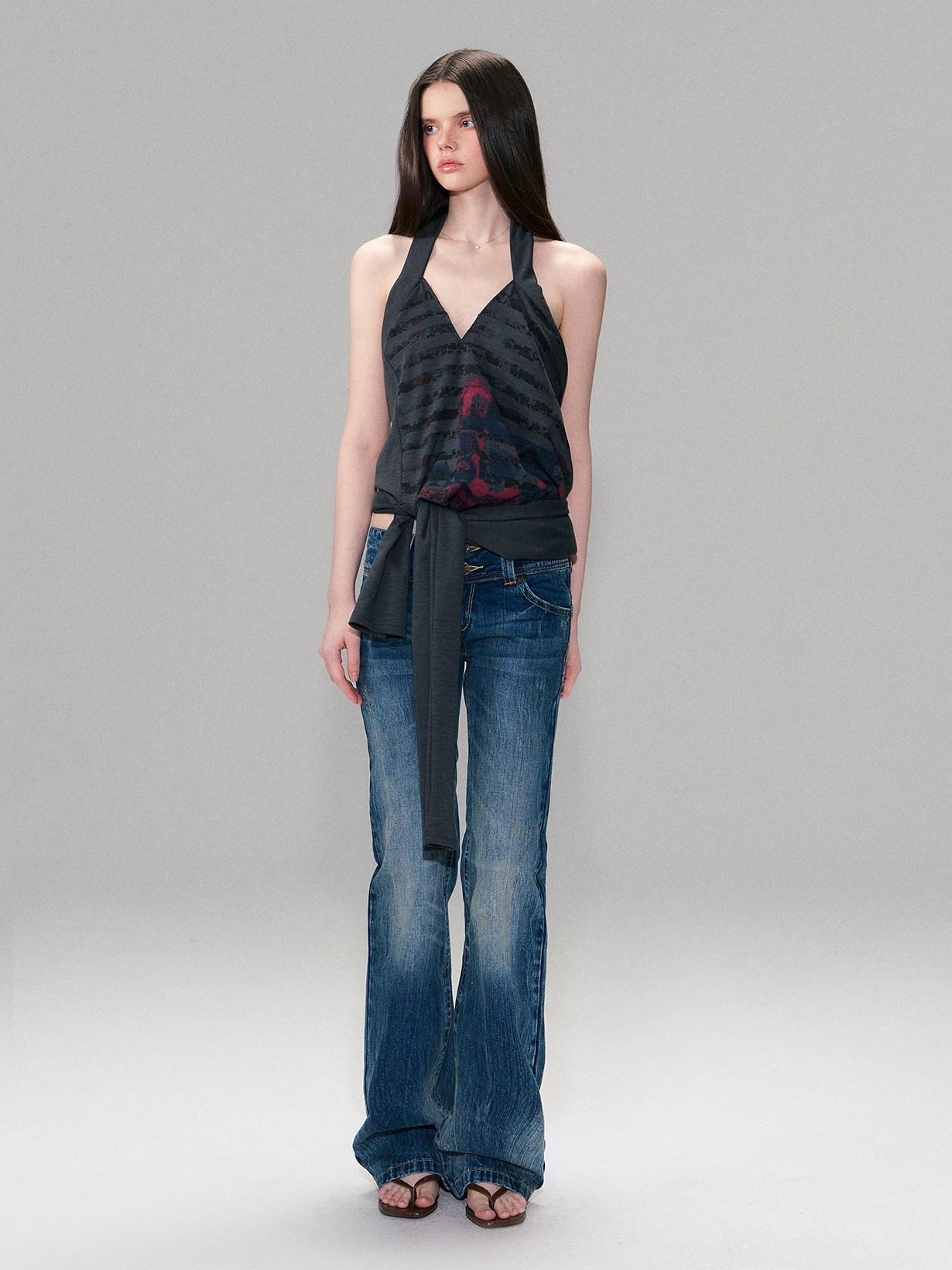 The NeverMore Slight Stretch Low Rise Slim Cotton Casual Women Deep Blue Straight Leg Jeans