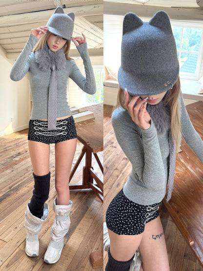 nit alcove Cozy Wool Adjustable Casual Unisex Riding Cap Flat Brim Hats