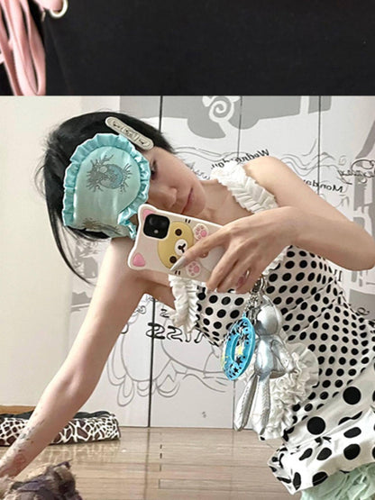 nit alcove Soft Cute Soothing Silk Eye Mask Polka Dot And Solid Colors Sleep Accessories