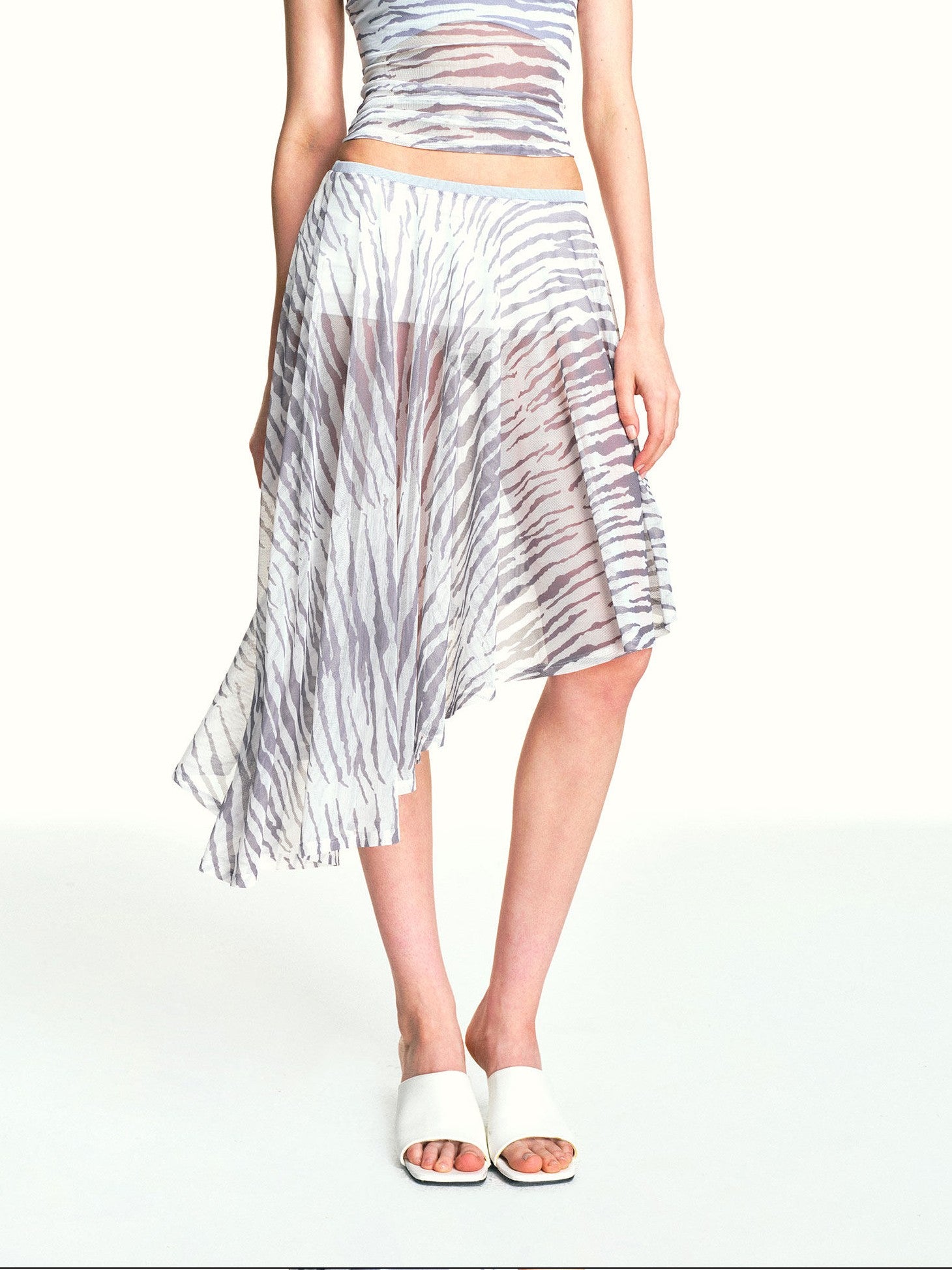 kvkv Zebra Print Asymmetric Mesh Inner Shorts Women&