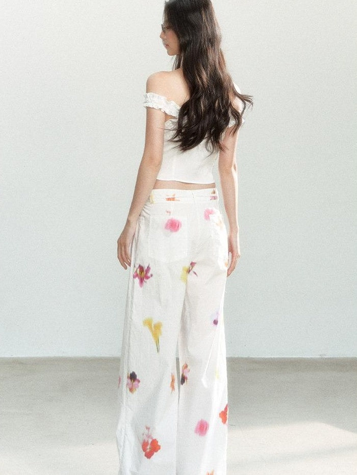 7Shiftin 100 Percent Cotton Drawstring Natural Waist Loose Fit Women Wide Leg Pants
