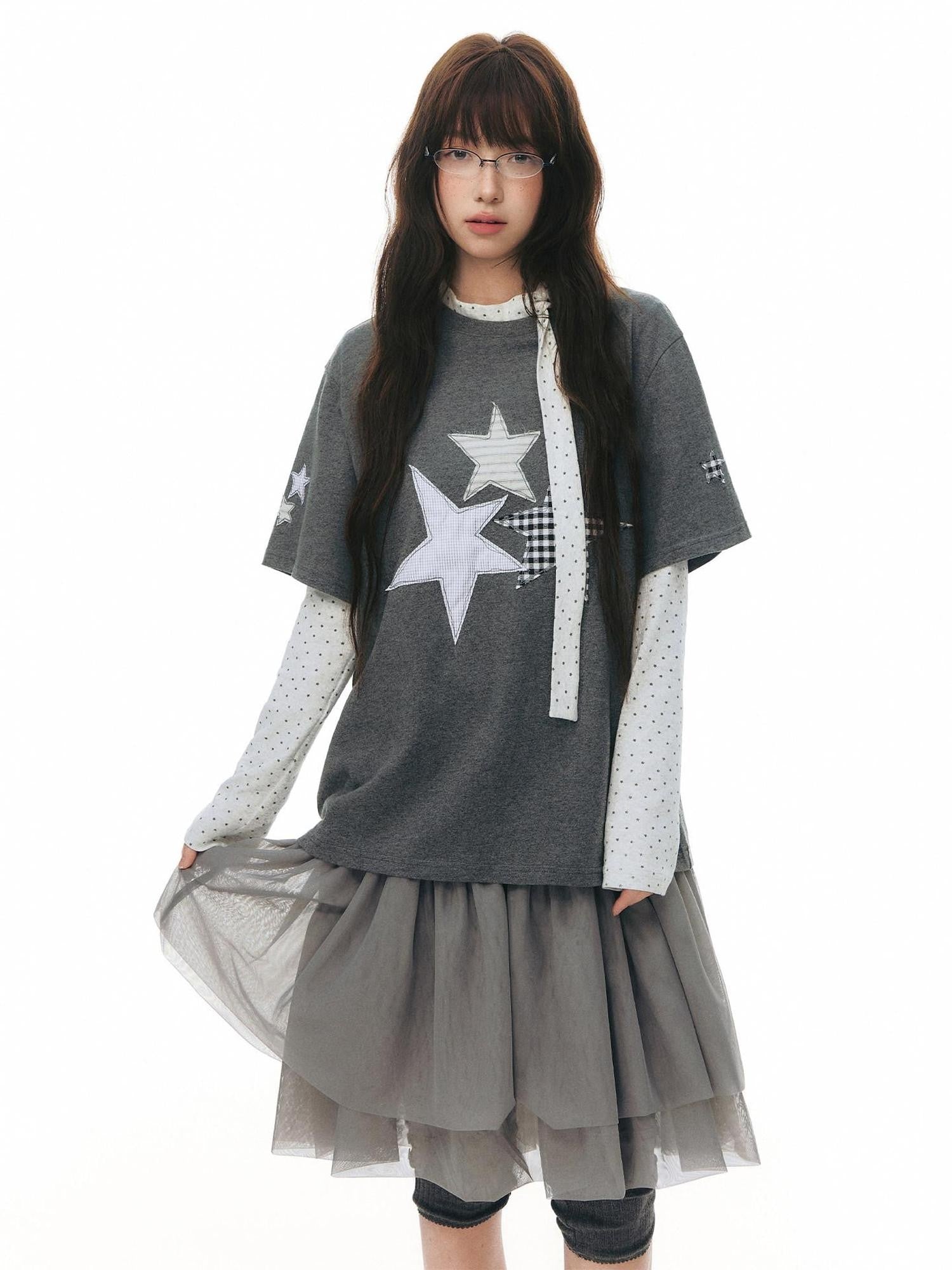 NAPSNAPS Tulle Spliced Knit Vest Women&