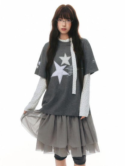 NAPSNAPS Tulle Spliced Knit Vest Women&
