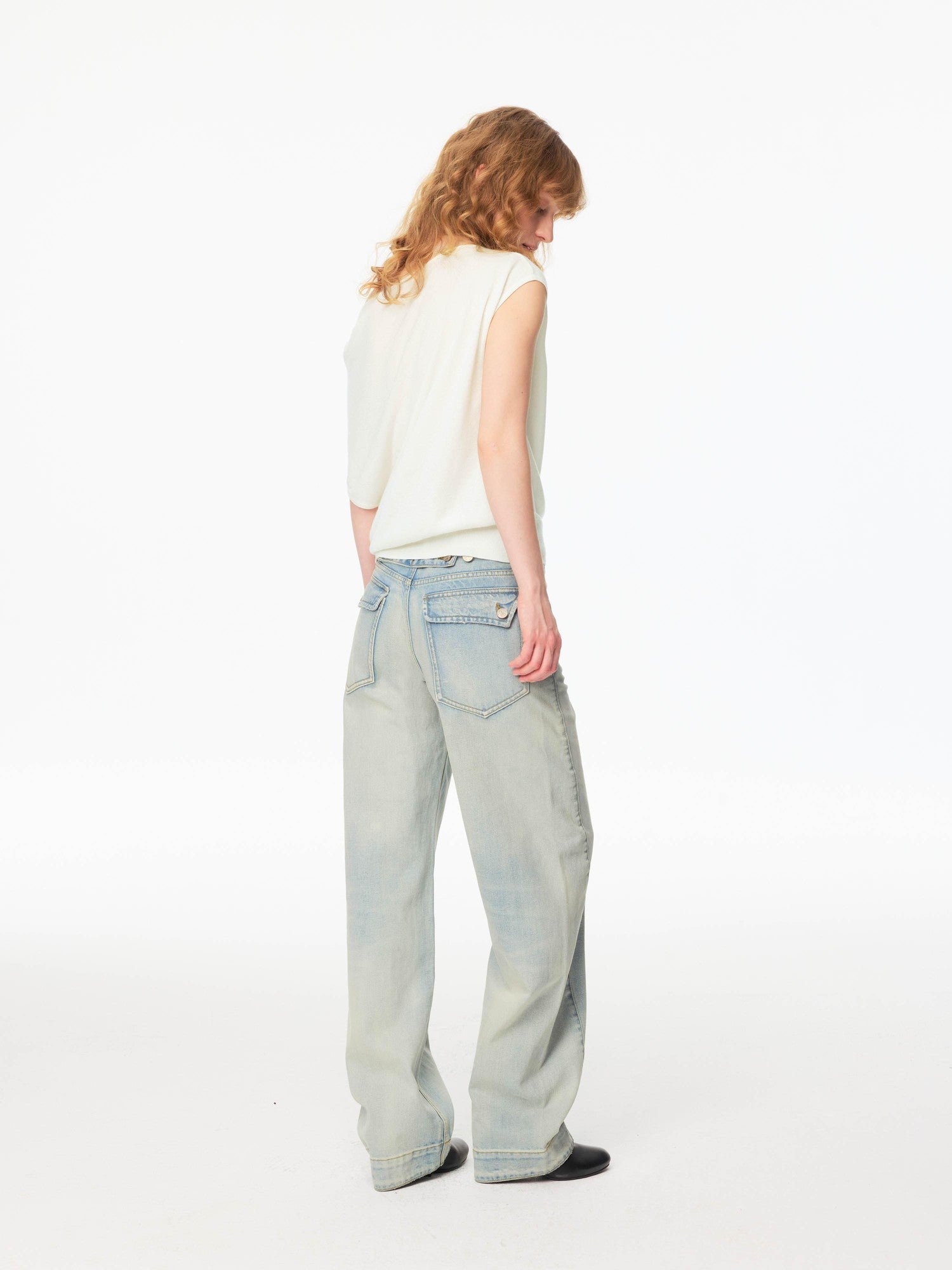 Northbutsouth Light Wash Whisker Cocoon Mid Low Rise Women&