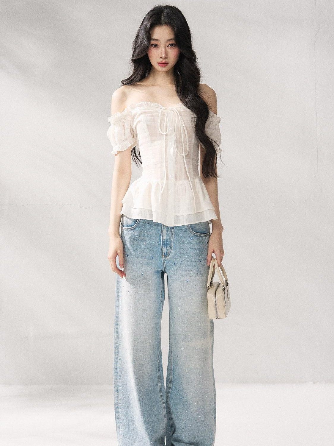 7Shiftin Structured Cotton Natural Waist Zipper Fly Women Blue Denim Straight Leg Jeans