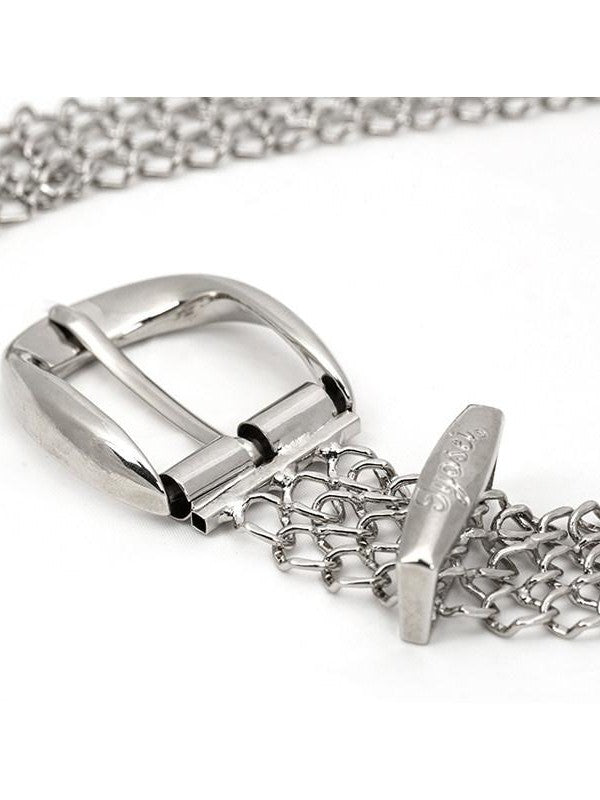 JYOSEI Silver Engraved Hollow Letter Chain Double Ring Women&