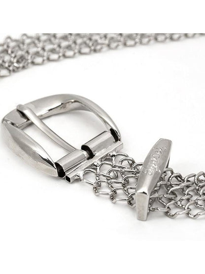 JYOSEI Silver Engraved Hollow Letter Chain Double Ring Women&