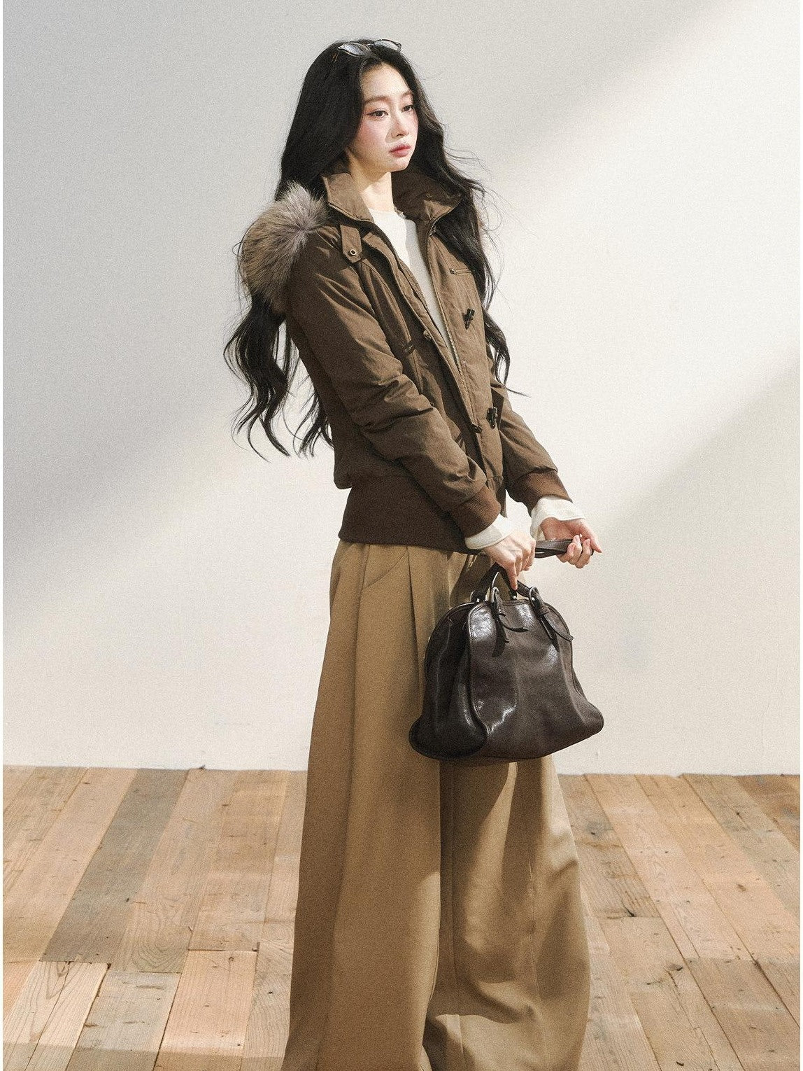 7Shiftin Low Waist Casual Straight Cut Khaki Women Everyday Versatile Wide Leg Pants