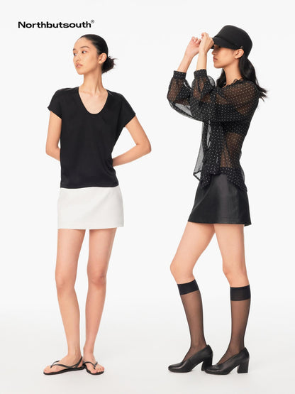Northbutsouth A Line Coated Texture No Waistband Mid Low Rise Women&