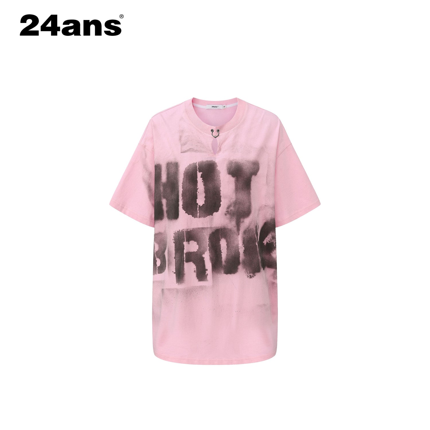 24ans 100% Cotton Loose Punk Drop Shoulder Unisex Letter Print Short Sleeve T-Shirts