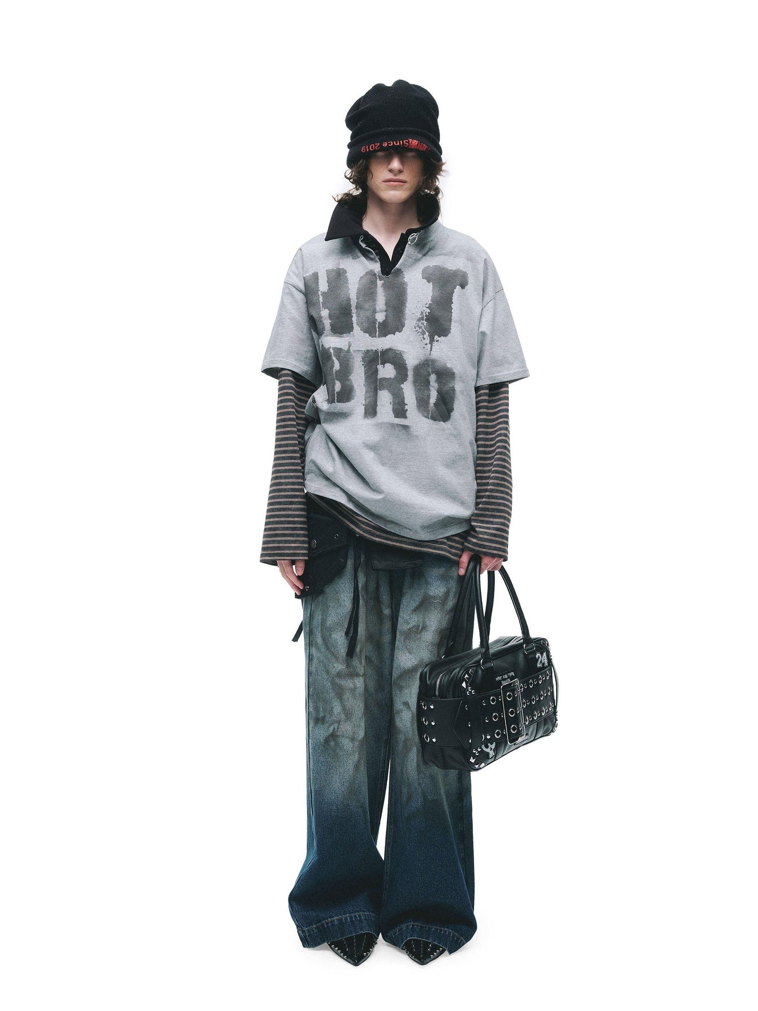 24ans 100% Cotton Loose Punk Drop Shoulder Unisex Letter Print Short Sleeve T-Shirts
