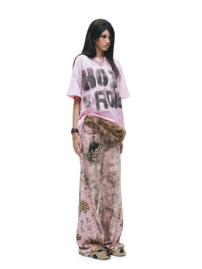 24ans 100% Cotton Loose Punk Drop Shoulder Unisex Letter Print Short Sleeve T-Shirts