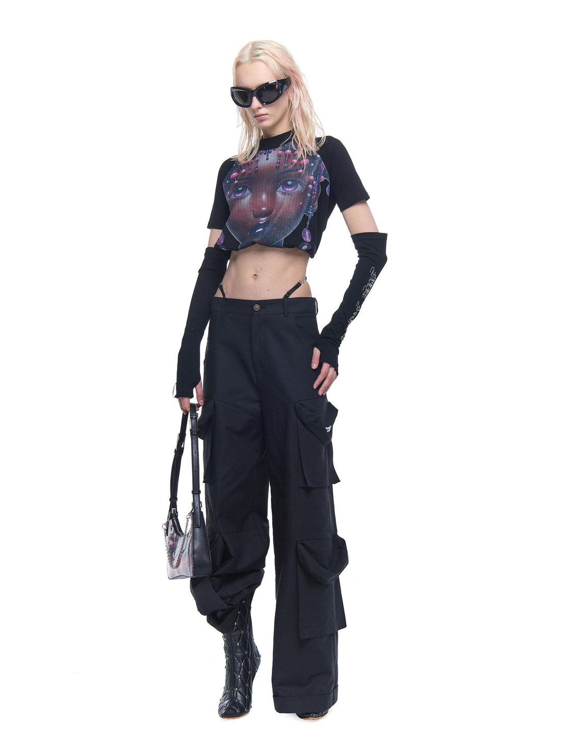 24ans AI Portrait Backless Knit Top With Detachable Sleeves