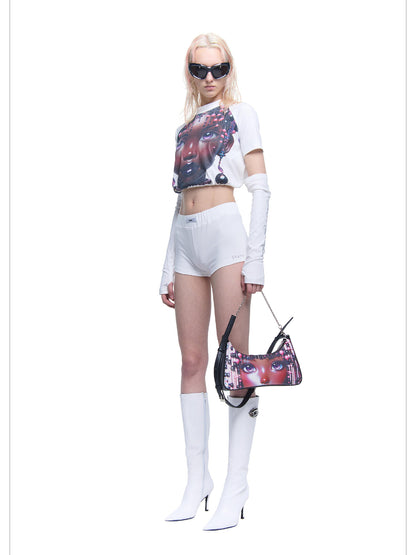 24ans AI Portrait Backless Knit Top With Detachable Sleeves