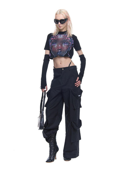 24ans AI Portrait Backless Knit Top With Detachable Sleeves