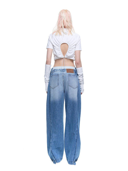 24ans AI Portrait Backless Knit Top With Detachable Sleeves
