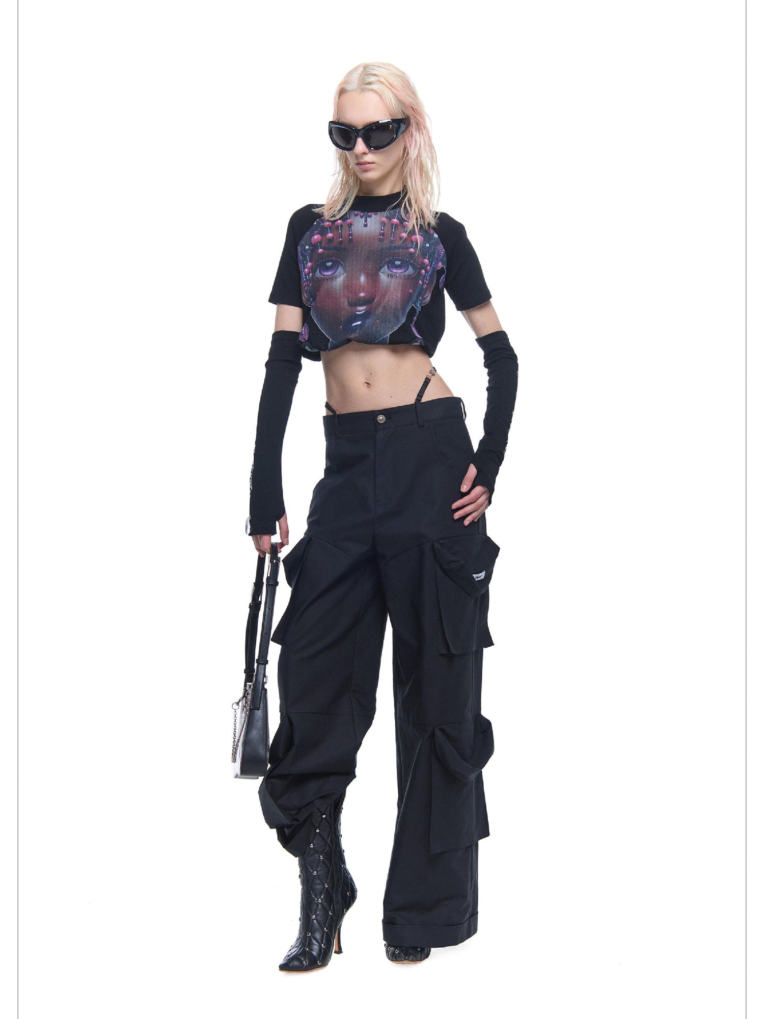 24ans AI Portrait Backless Knit Top With Detachable Sleeves