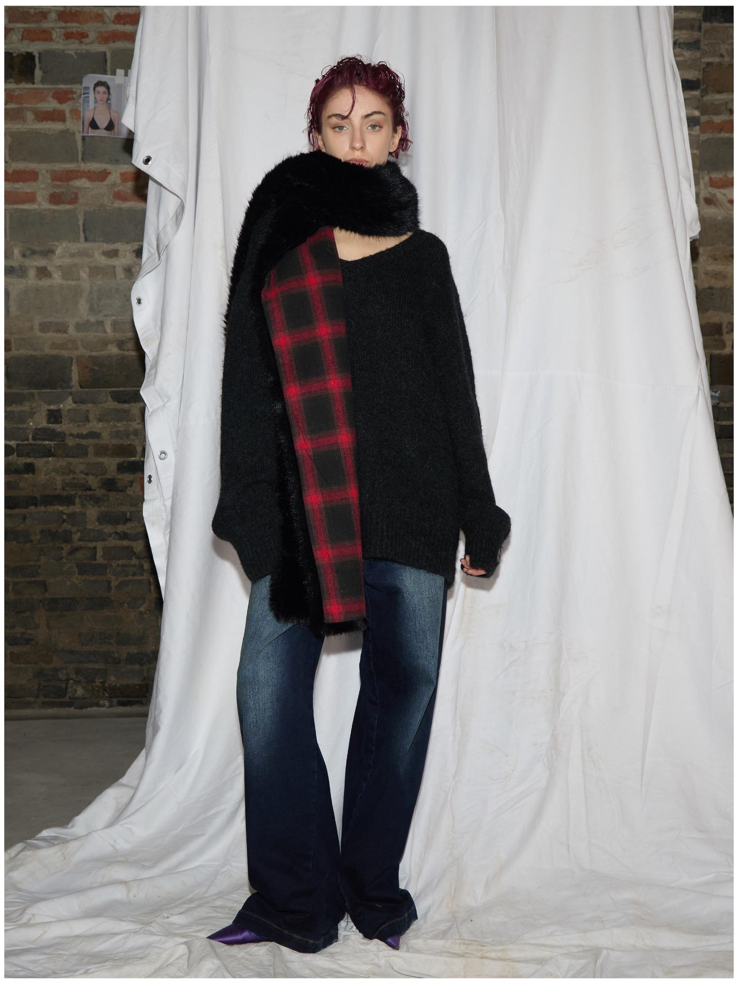 24ans Alpaca Wool Blend Detachable Collar Oversized Knit Sweater