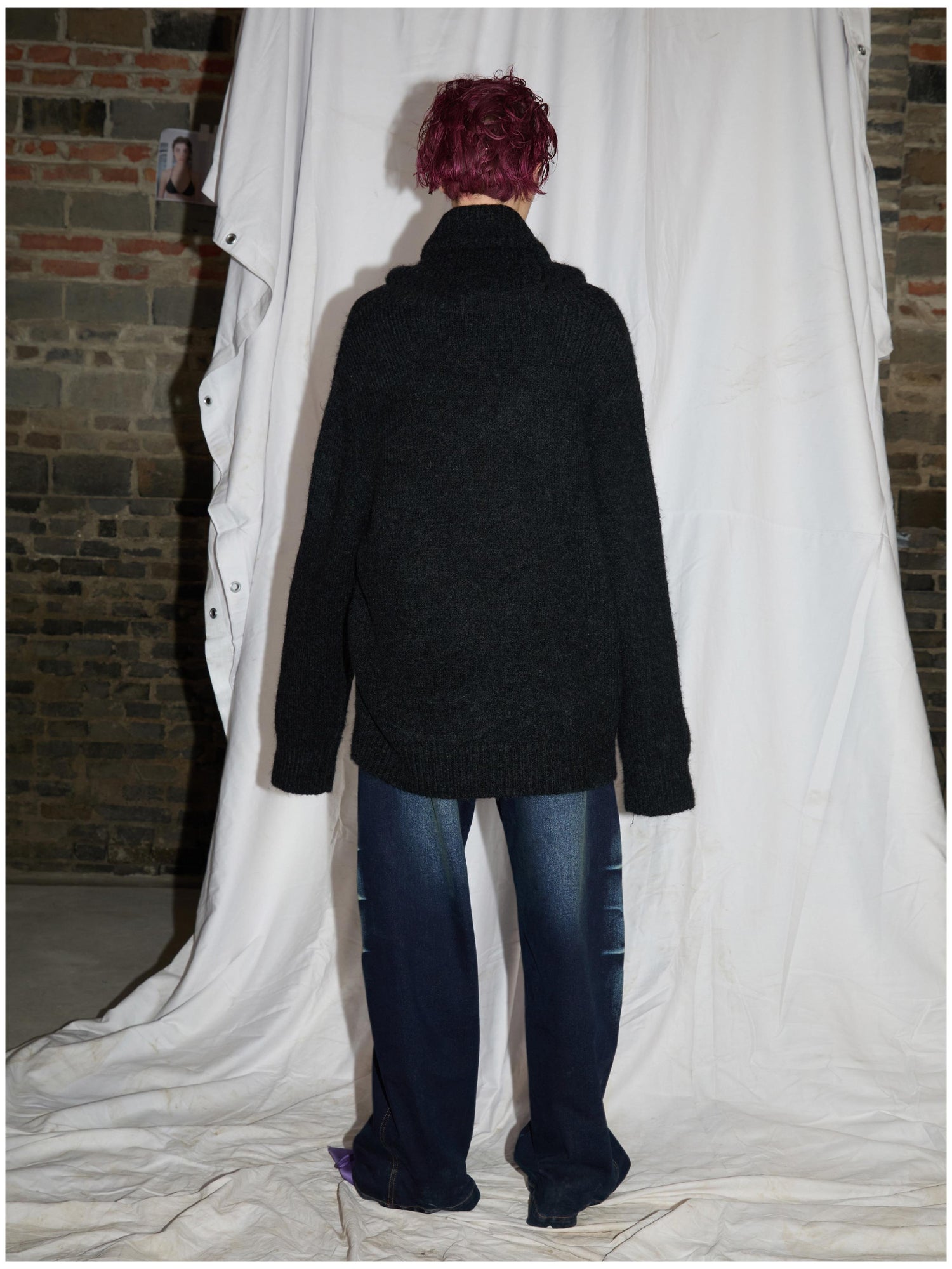 24ans Alpaca Wool Blend Detachable Collar Oversized Knit Sweater