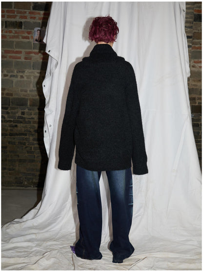 24ans Alpaca Wool Blend Detachable Collar Oversized Knit Sweater