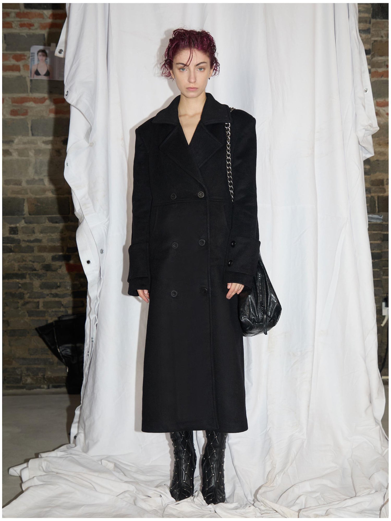 24ans Alpaca Wool Blend Scarf Collar Overcoat