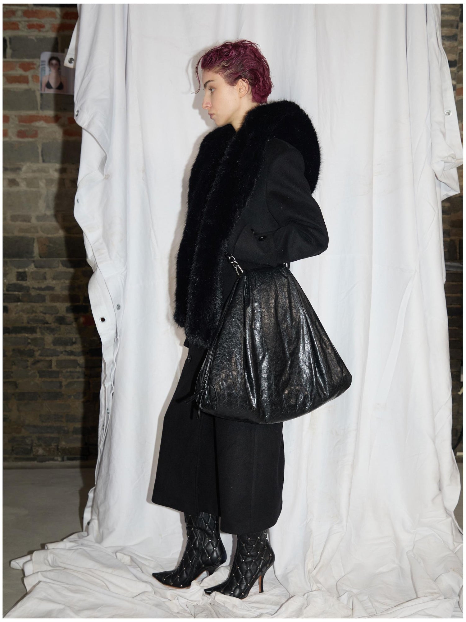 24ans Alpaca Wool Blend Scarf Collar Overcoat