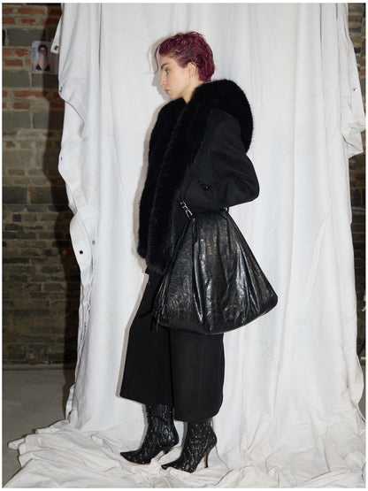 24ans Alpaca Wool Blend Scarf Collar Overcoat
