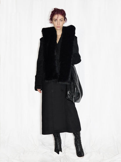 24ans Alpaca Wool Blend Scarf Collar Overcoat