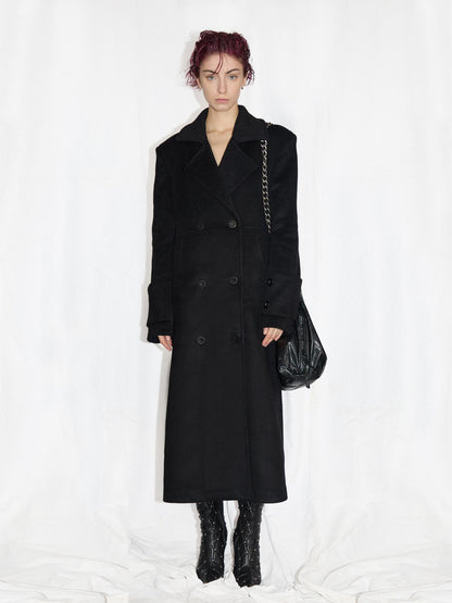 24ans Alpaca Wool Blend Scarf Collar Overcoat