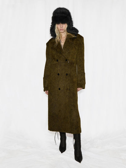 24ans Alpaca Wool Blend Scarf Collar Overcoat