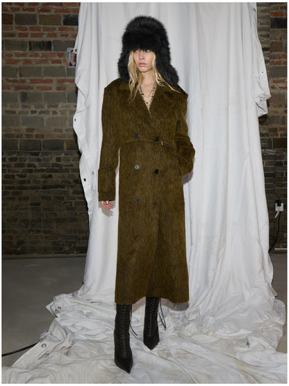 24ans Alpaca Wool Blend Scarf Collar Overcoat