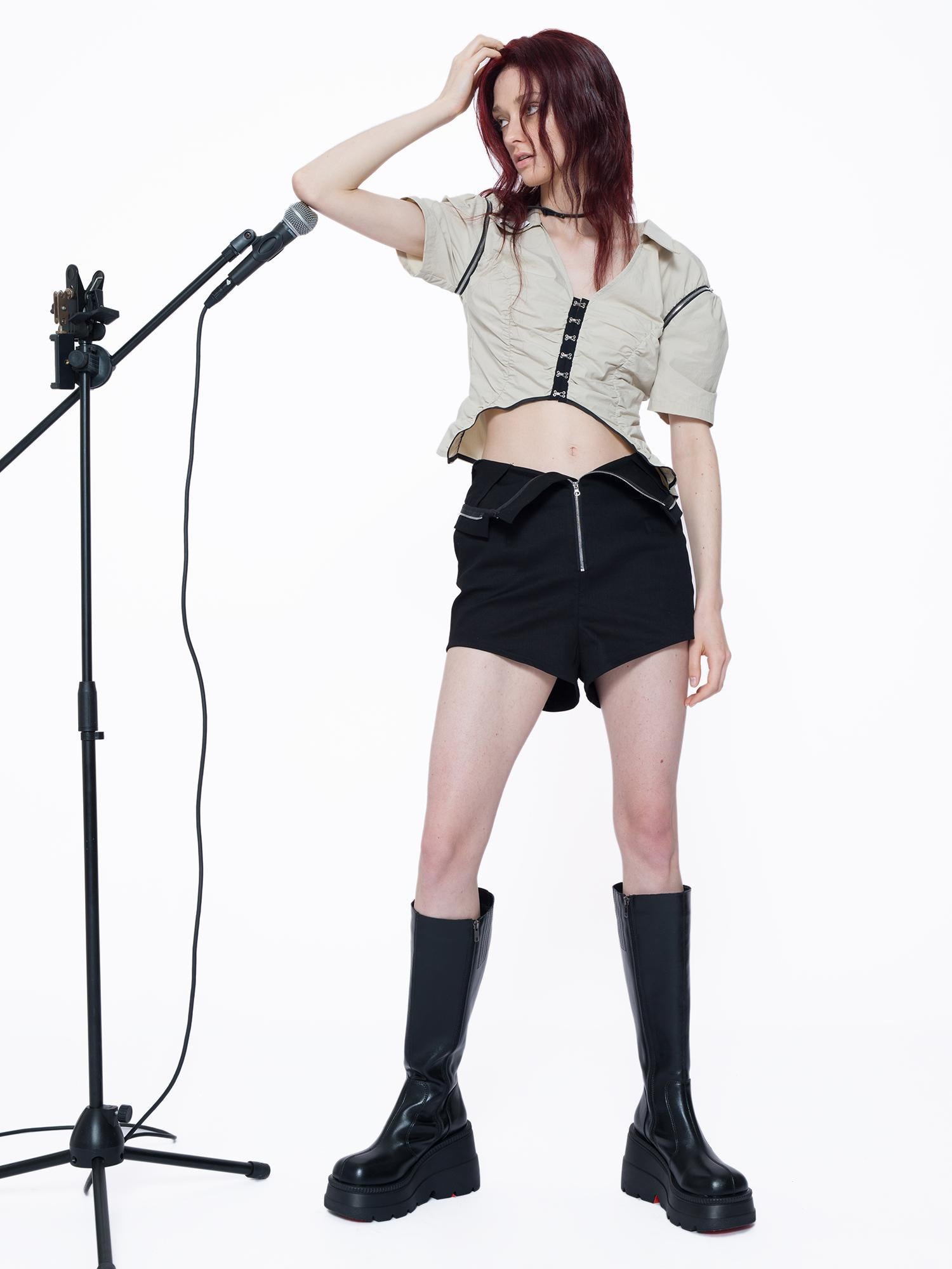 24ans Always Pleated Shirt With Detachable Frills