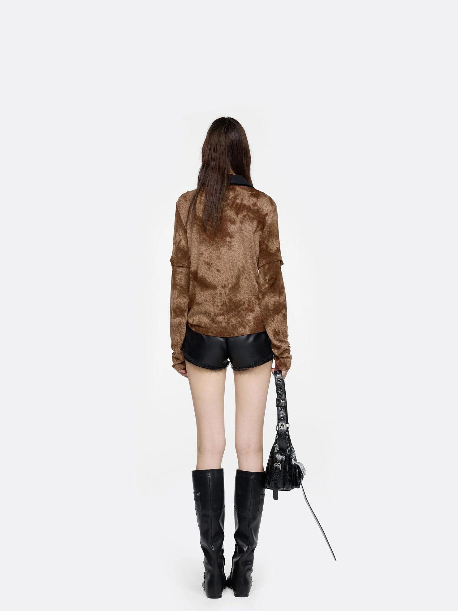 24ans Animal Print Polo Collar T-shirt T-shirt