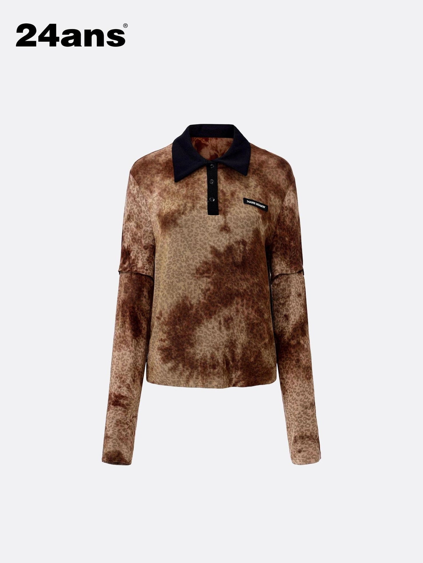 24ans Animal Print Polo Collar T-shirt T-shirt