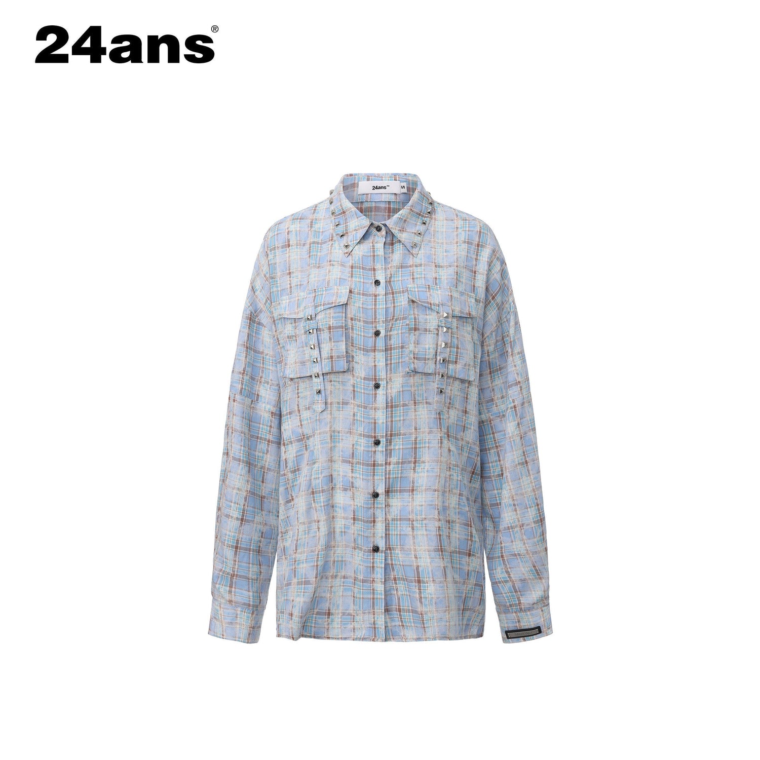24ans_Anti_Wrinkle_Pure_Cotton_Loose_Punk_Plaid_Longline_Drop_Shoulder_Unisex_Shirts_MISSTT